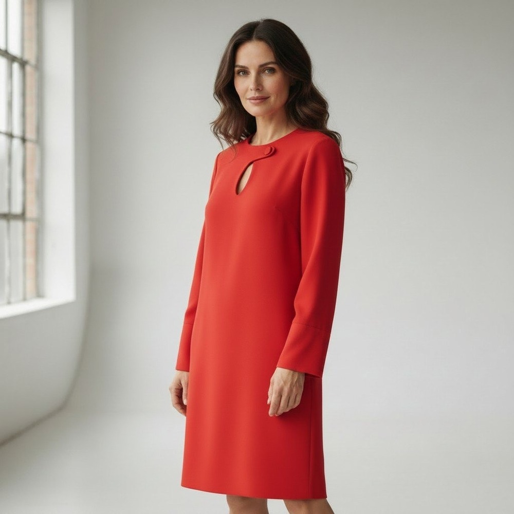 Derek Lam New York Orange Keyhole Shift Dress Silk Lined size 40 US 4 MSRP $1595